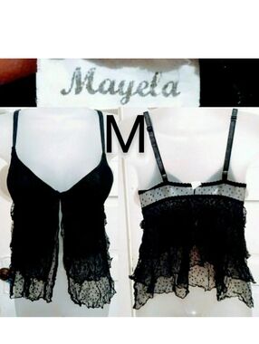 ✔️Nylon Mesh V-Neck Bra Nightie Top